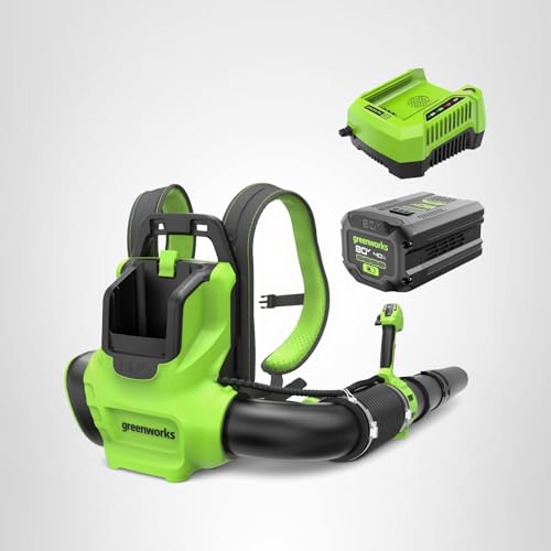 Greenworks 80V (750 CFM) Backpack Blower, 4.0Ah Battery and 4A Charger