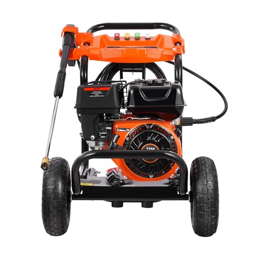 VEVOR Gas Powered Pressure Washer 3400 PSI 2.6 GPM, with Spray Gun and Extension Wand, 5 Quick Connect Nozzles, Copper Pump