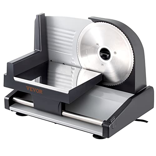 VEVOR Commercial Meat Slicer, 10 inch Electric Food Slicer, 240W Frozen Meat Deli Slicer, Premium Chromium-plated Steel Blade Semi-Auto Meat Slicer