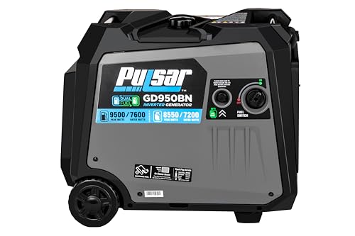 Pulsar GD10KBN 10500W Dual Fuel Home Backup Portable Inverter Generator with Wheel Kit and Electric Start RV Ready
