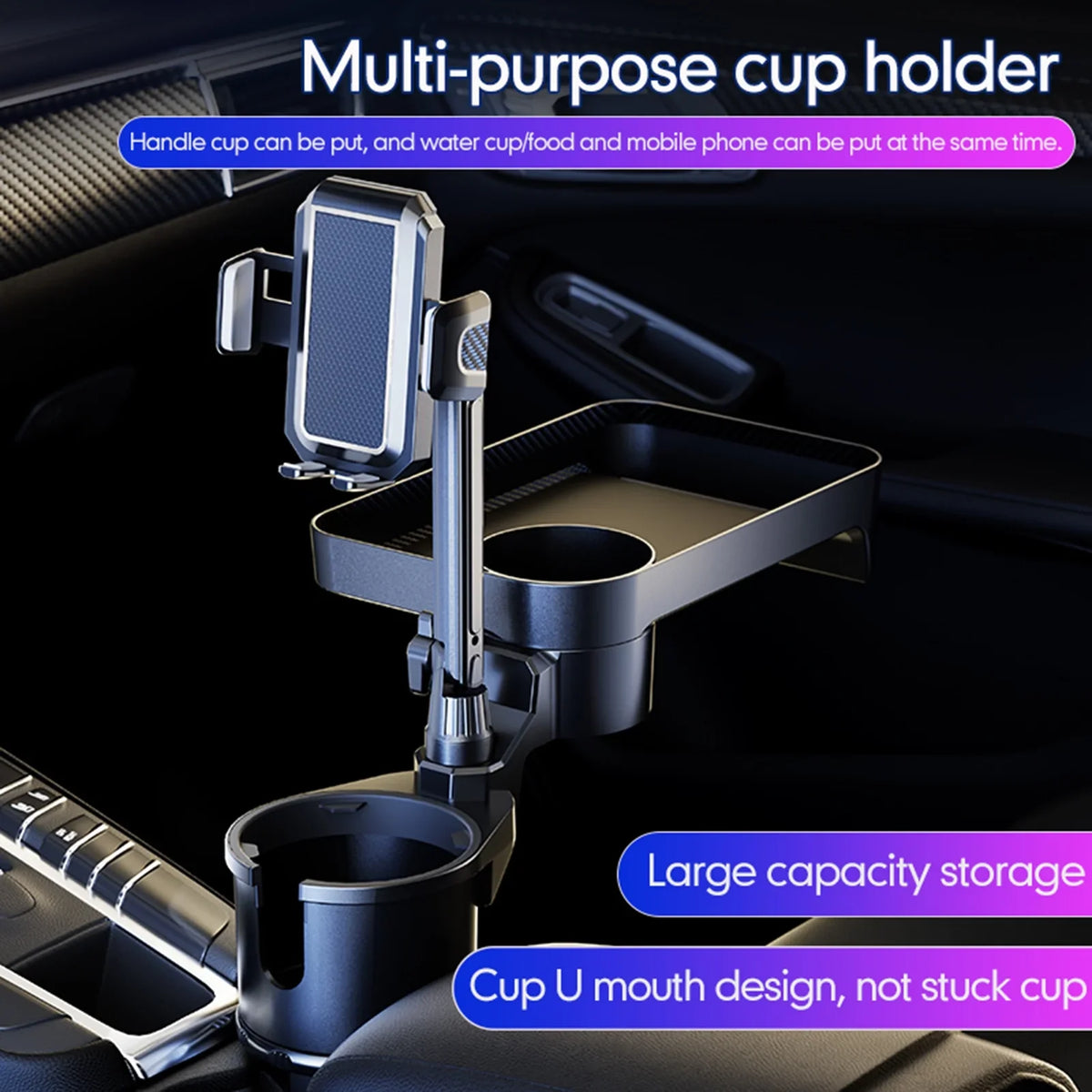 Auto Holder, Adjustable Convenient for Car Seat Front Mobile S, Tray, Back OWSOO Phone Organizer, Expander with Base, Rotation Car 360° Cup Multifunctional Size Holder, Travel
