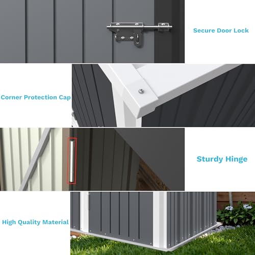Greesum Outdoor Storage Shed 6 x 8 ft. Utility Tool Shed Metal Storage Garden Shed with Door & Lock for Patio Storage, Brown