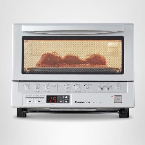 Panasonic FlashXpress Toaster Oven Countertop, 4-Slice Compact Size with Double Infrared Heating, 6 Auto Cook Options and Precise Temperature Control