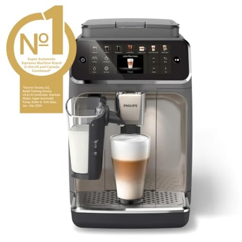 Philips 4400 Series Fully Automatic Espresso Machine, LatteGo Milk System, Integrated Grinder, 12 Hot & Iced Coffee Pre-Sets, Quick Start, SilentBrew