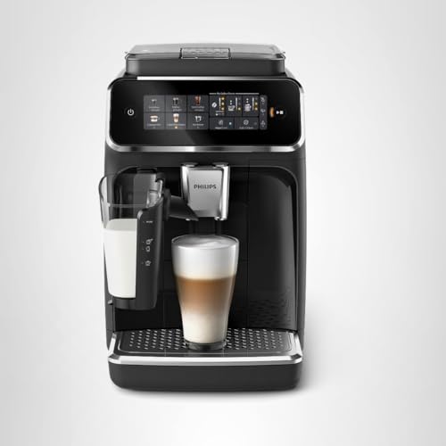 Philips 3300 Series Fully Automatic Espresso Machine with LatteGo Milk System and integrated grinder, 6 Hot & Iced Coffee Pre-Sets, 40% Quieter