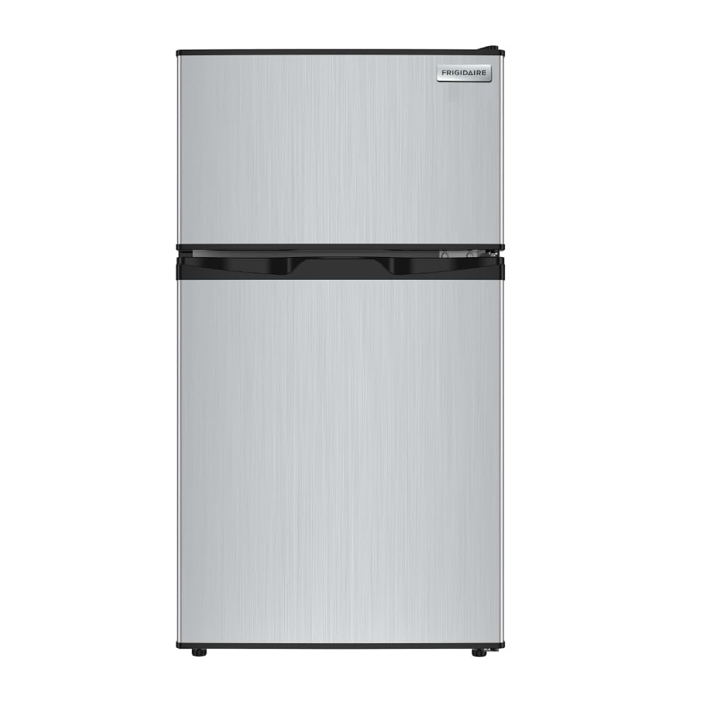 Frigidaire, 2 Door Apartment Size Refrigerator with Freezer, 7.5 cu ft, Adjustable Spill-Proof Shelves, Door & Crisper Bins, Platinum Silver, Garage