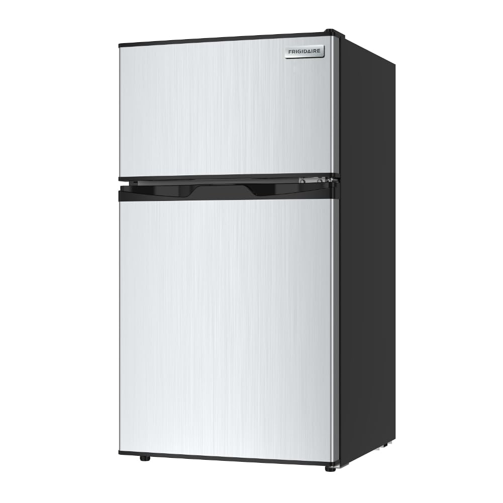 Frigidaire, 2 Door Apartment Size Refrigerator with Freezer, 7.5 cu ft, Adjustable Spill-Proof Shelves, Door & Crisper Bins, Platinum Silver, Garage