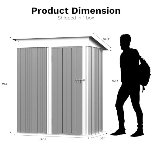 Greesum Outdoor Storage Shed 6 x 8 ft. Utility Tool Shed Metal Storage Garden Shed with Door & Lock for Patio Storage, Brown