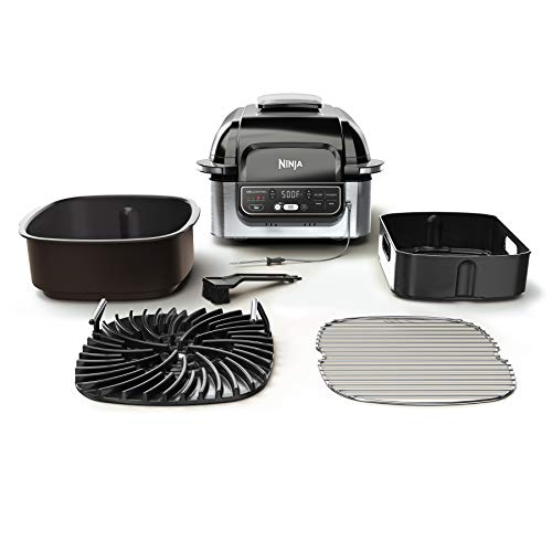 Ninja Foodi Pro 5-in-1 Indoor Integrated Smart Probe, 4-Quart Air Fryer, Roast, Bake, Dehydrate, an Cyclonic Grilling Technology, with 4 Steaks