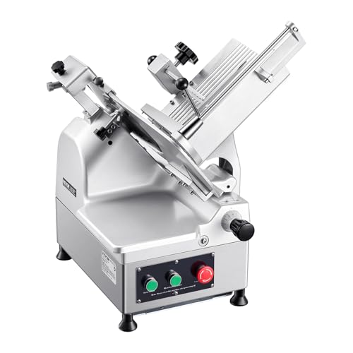 VEVOR Commercial Meat Slicer, 10 inch Electric Food Slicer, 240W Frozen Meat Deli Slicer, Premium Chromium-plated Steel Blade Semi-Auto Meat Slicer