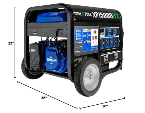DuroMax XP13000HX 13,000-Watt Dual Fuel Portable Generator - Gas & Propane, Electric Start, Whole Home Power Backup, Transfer Switch Ready, RV &