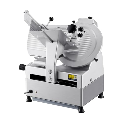 VEVOR Commercial Meat Slicer, 10 inch Electric Food Slicer, 240W Frozen Meat Deli Slicer, Premium Chromium-plated Steel Blade Semi-Auto Meat Slicer