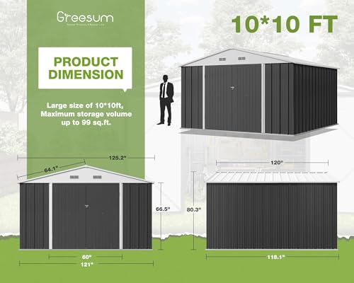 Greesum Outdoor Storage Shed 6 x 8 ft. Utility Tool Shed Metal Storage Garden Shed with Door & Lock for Patio Storage, Brown