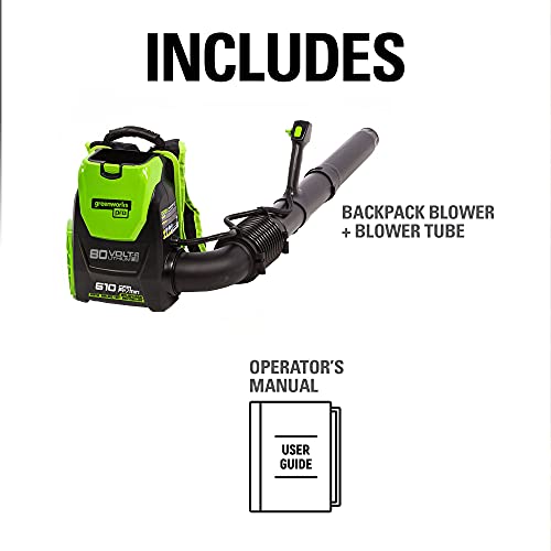 Greenworks 80V (750 CFM) Backpack Blower, 4.0Ah Battery and 4A Charger
