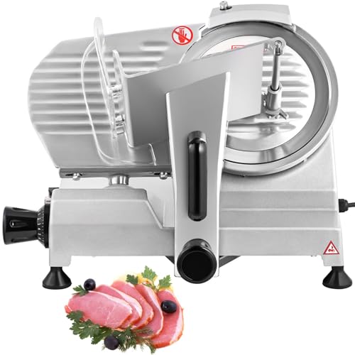 VEVOR Commercial Meat Slicer, 10 inch Electric Food Slicer, 240W Frozen Meat Deli Slicer, Premium Chromium-plated Steel Blade Semi-Auto Meat Slicer
