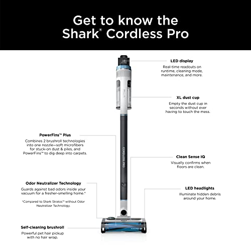 Shark Stratos Cordless Vacuum with Clean Sense IQ and Odor Neutralizer, MultiFlex Wand, Includes Crevice Tool & Anti-Allergen Brush, Up To 60 Minute