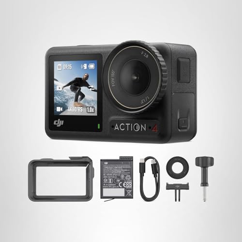 DJI Osmo Action 4 Essential Combo, 4K/120fps Waterproof Action Camera with a 1/1.3-Inch Sensor, Stunning Low-Light Imaging,10-bit & D-Log M Color