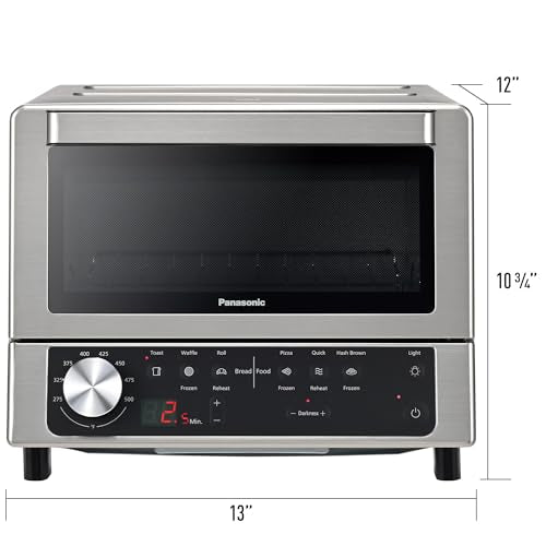 Panasonic FlashXpress Toaster Oven Countertop, 4-Slice Compact Size with Double Infrared Heating, 6 Auto Cook Options and Precise Temperature Control