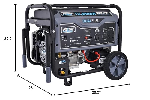 Pulsar GD10KBN 10500W Dual Fuel Home Backup Portable Inverter Generator with Wheel Kit and Electric Start RV Ready