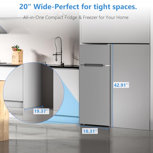 4.5 Cu.Ft Mini Fridge with Freezer, 2 Door Compact Refrigerator, Small Fridge with Adjustable Thermostat Energy Ultra Quiet, Mini Fridge Removable