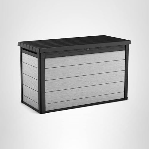 Keter Denali 200 Gallon Resin Large Deck Box with Double Wall 20mm Panels - Paintable and Drillable-Organization and Storage for Patio Furniture and