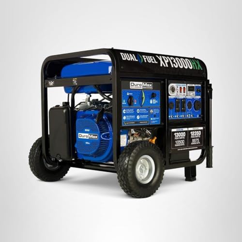 DuroMax XP13000HX 13,000-Watt Dual Fuel Portable Generator - Gas & Propane, Electric Start, Whole Home Power Backup, Transfer Switch Ready, RV &