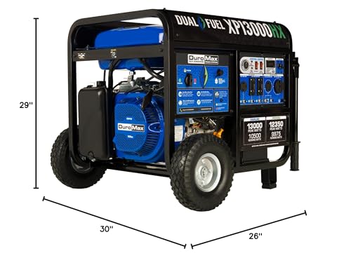 DuroMax XP13000HX 13,000-Watt Dual Fuel Portable Generator - Gas & Propane, Electric Start, Whole Home Power Backup, Transfer Switch Ready, RV &