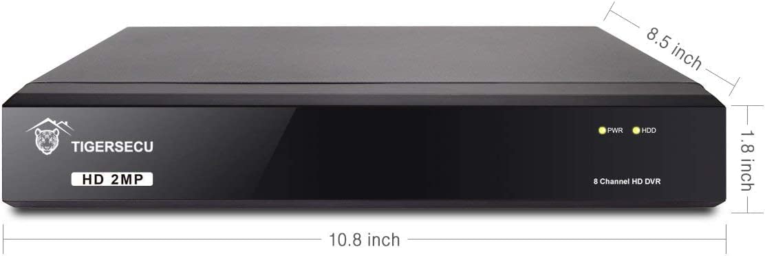 TIGERSECU Super HD 1080P 8 Channel DVR Security Recorder with 2TB Hard Drive, Hybrid 6-in-1 CCTV DVR Recorder Compatible with 2MP and 5MP TVI, AHD