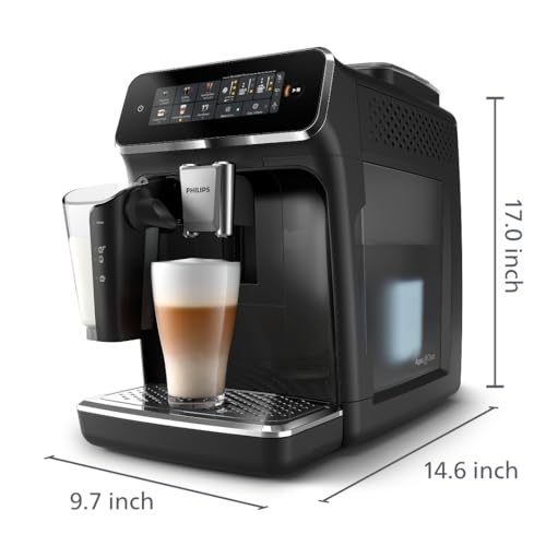 Philips 3300 Series Fully Automatic Espresso Machine with LatteGo Milk System and integrated grinder, 6 Hot & Iced Coffee Pre-Sets, 40% Quieter