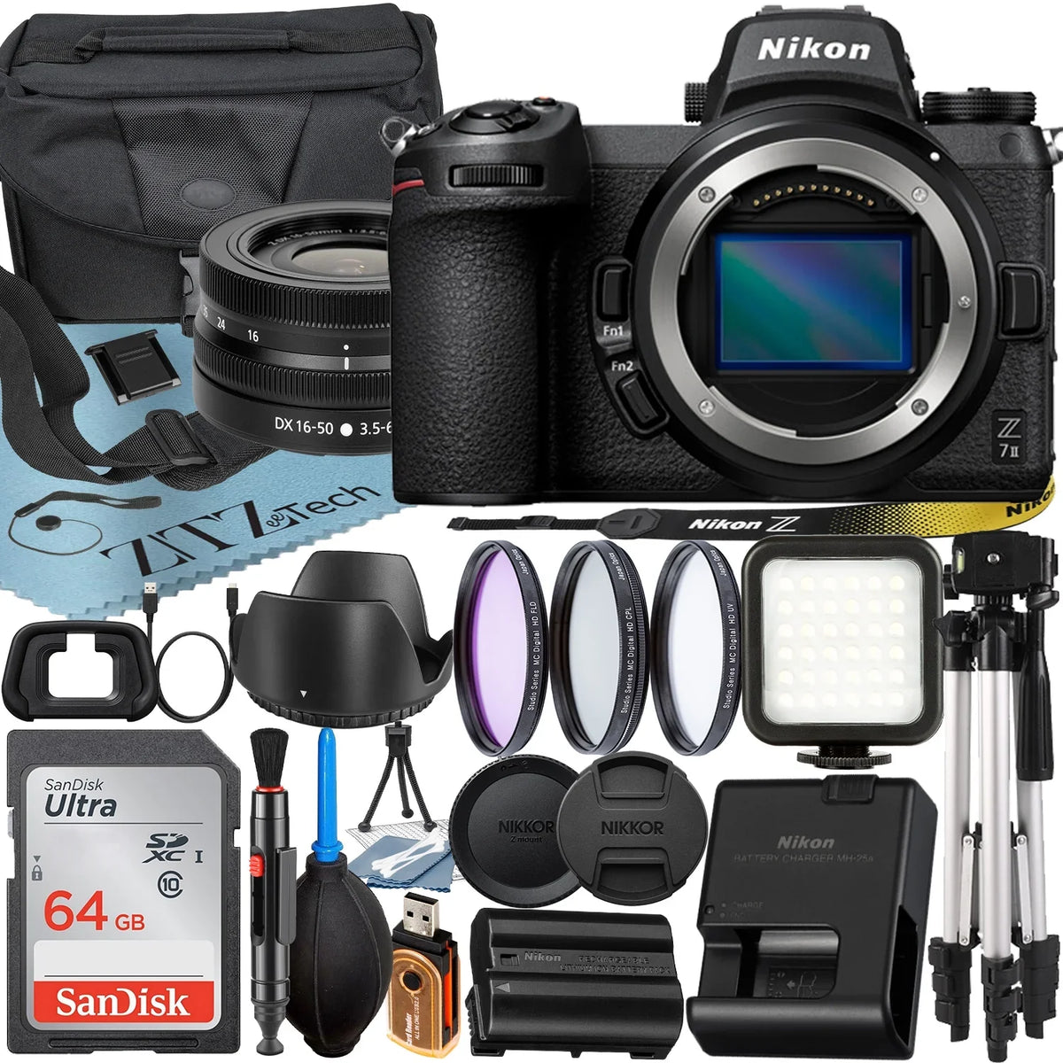 '+ ZeeTech VR Zoom Filter Case Nikon II + Z7 Camera Lens NIKKOR Mirrorless Card 64GB Z DX + Flash with 16-50mm Bundle + Pieces + SanDisk Accessory 3