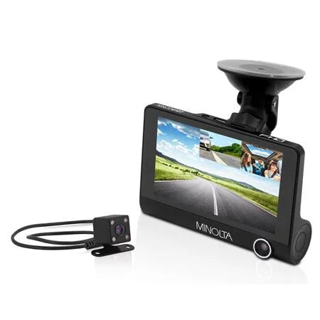Screen and Recording, MNCD410T Front Camera 3-Channel View Rear Dash Full with Black HD LCD 4"