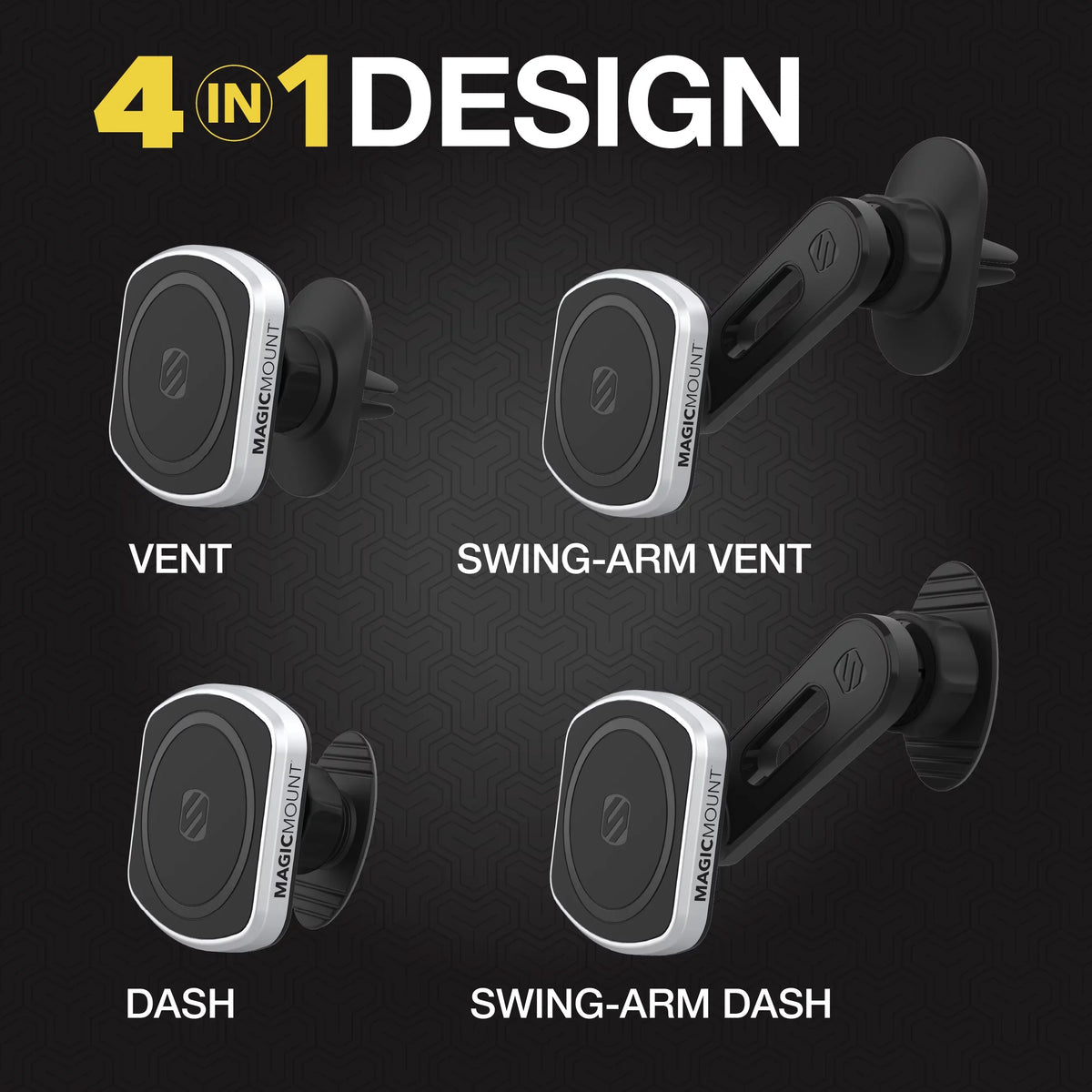Kit 4-in-1 Mount 2 Car MagicMount MP2ODVM-SP1 Pro Magnetic Phone Scosche Dash/Vent