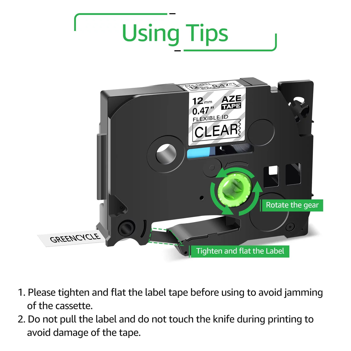 TZ x Label for P-touch Black ID 30PK Flexible 8m on TZe-FX131 TZ-FX131 Cable Brother 12mm Clear TZ-131 Wire Compatible GREENCYCLE TZe-131 TZe Tape