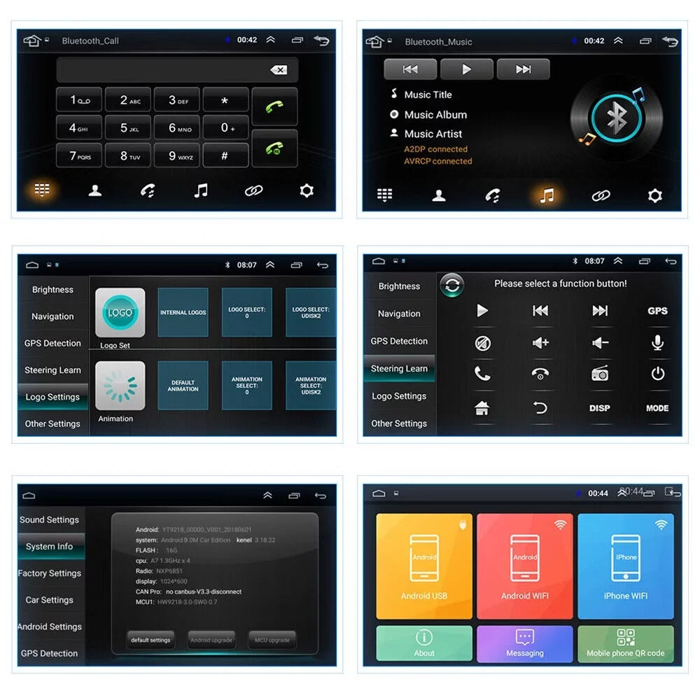 GPS Dual Android Screen Wifi 9.1 Din On-Board Navigation Touch Player Jahy2Tech Inch 10