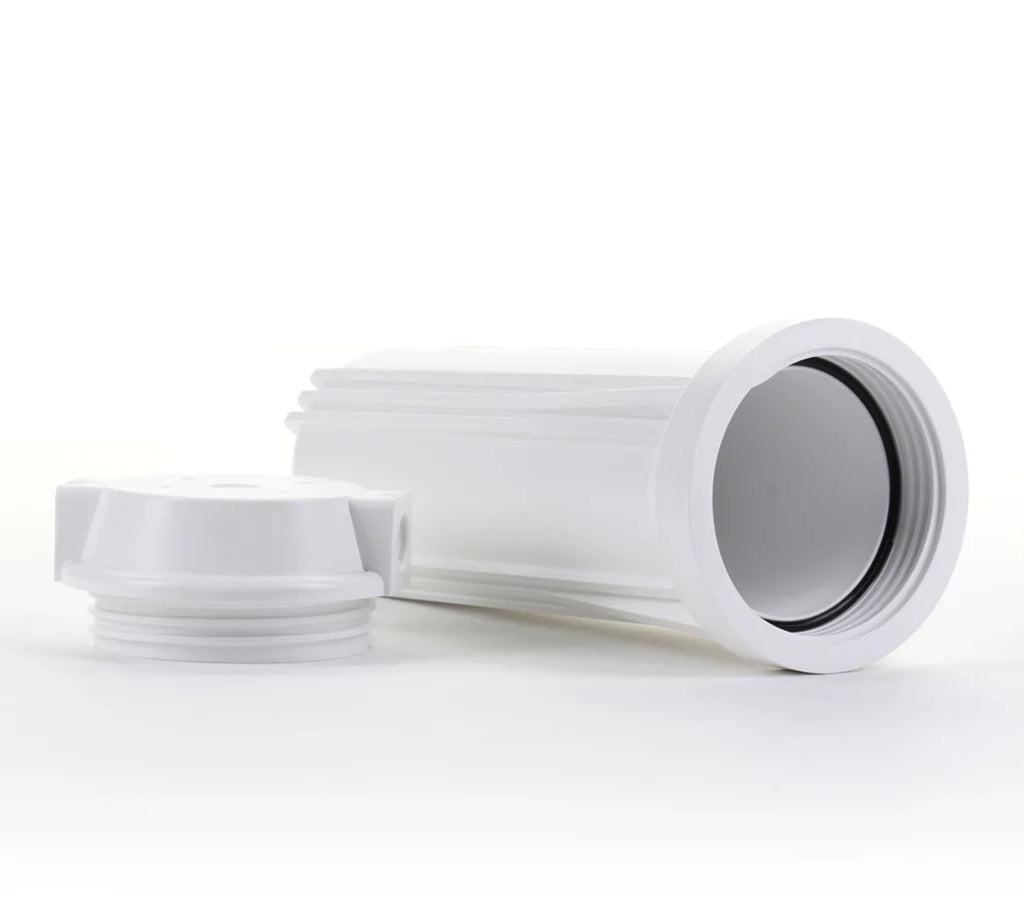 For Systems, Housing 1/2" White Flat Hydronix Cap RO with 10" Ports & White HF2-10WHWH12, Filtration