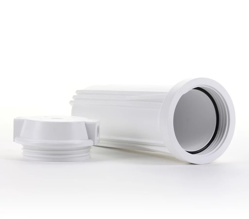 For Systems, Housing 1/2" White Flat Hydronix Cap RO with 10" Ports & White HF2-10WHWH12, Filtration