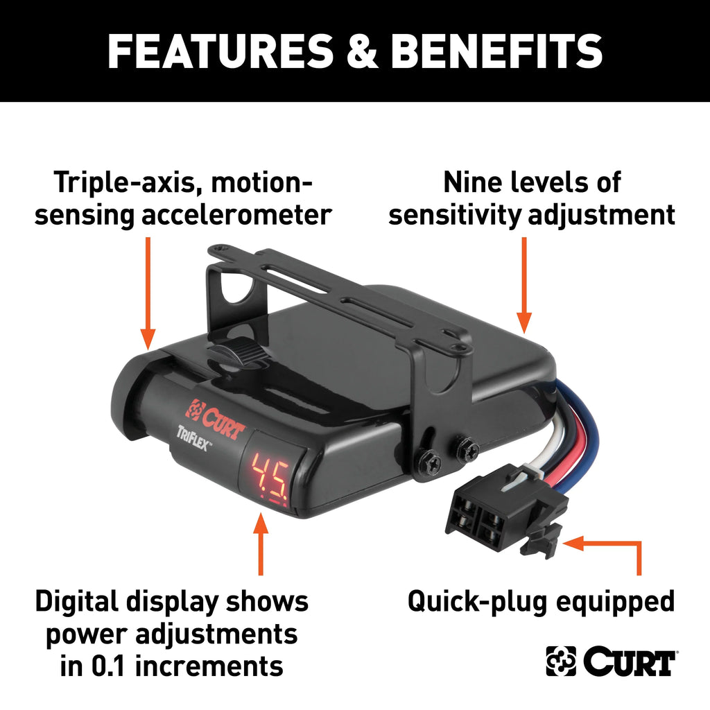 Proportional CURT 51140 Electric Brake Controller, Trailer TriFlex