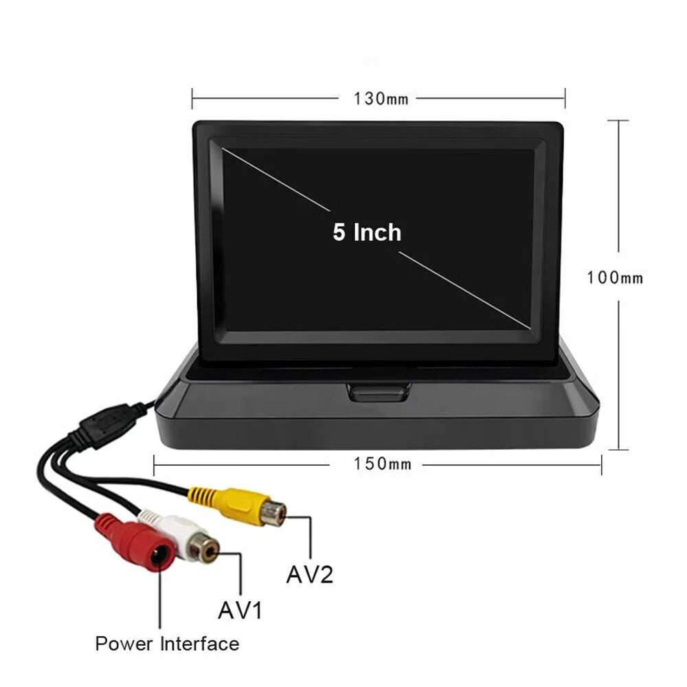 Foldable View Rear Night LED 5in Camera Backup Monitor Display Car LCD