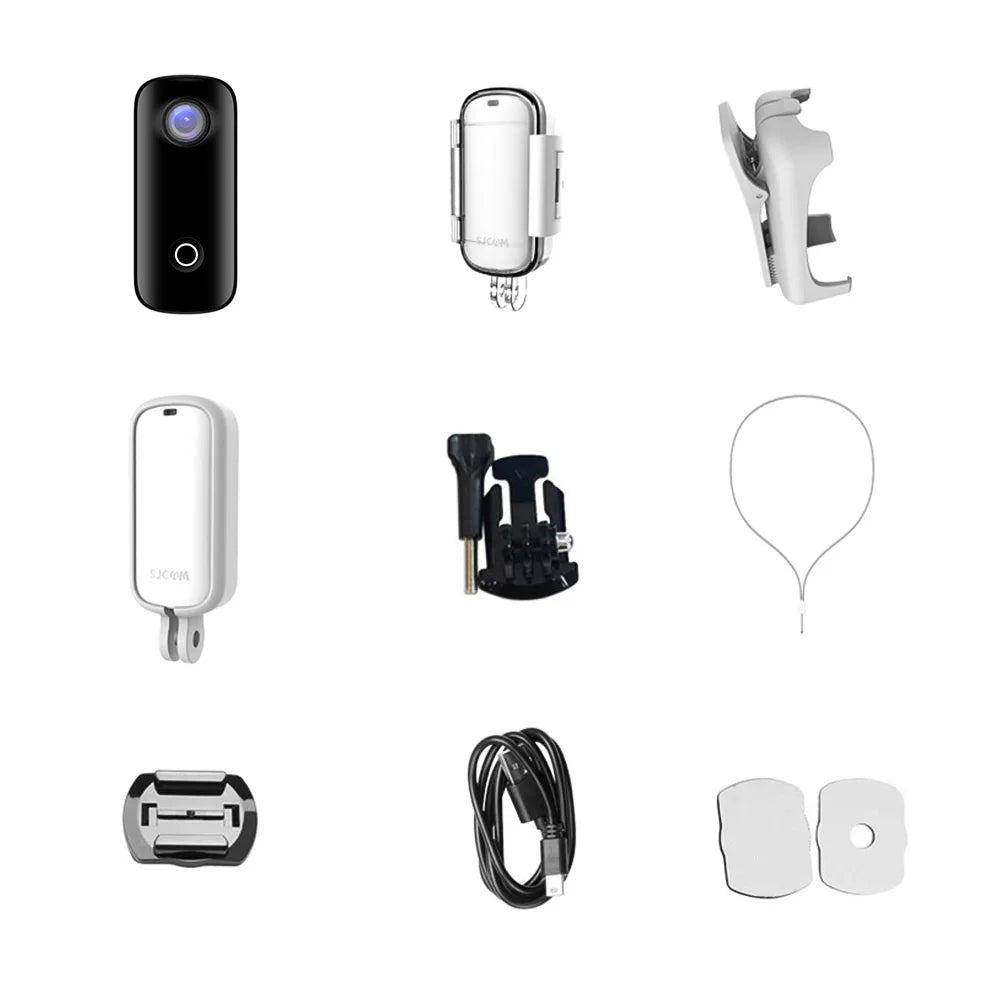 Connection Built-in Body Sharing C100 Digital with Clip APP WiFi Liquidproof Back SJCAM Magnetic Action Case 30M Video Battery 1080P30fps Liquidproof Lanyard