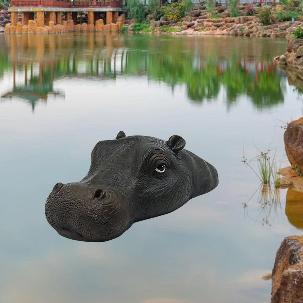 Closed Pool Head Swimming Realistic Animals Statue for Floating Mouth Hippo Novelty Ornaments