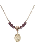 Kilian Charm Birth 18-Inch Month Beads Purple Saint and Necklace with 4mm Plated Hamilton February Gold Stone