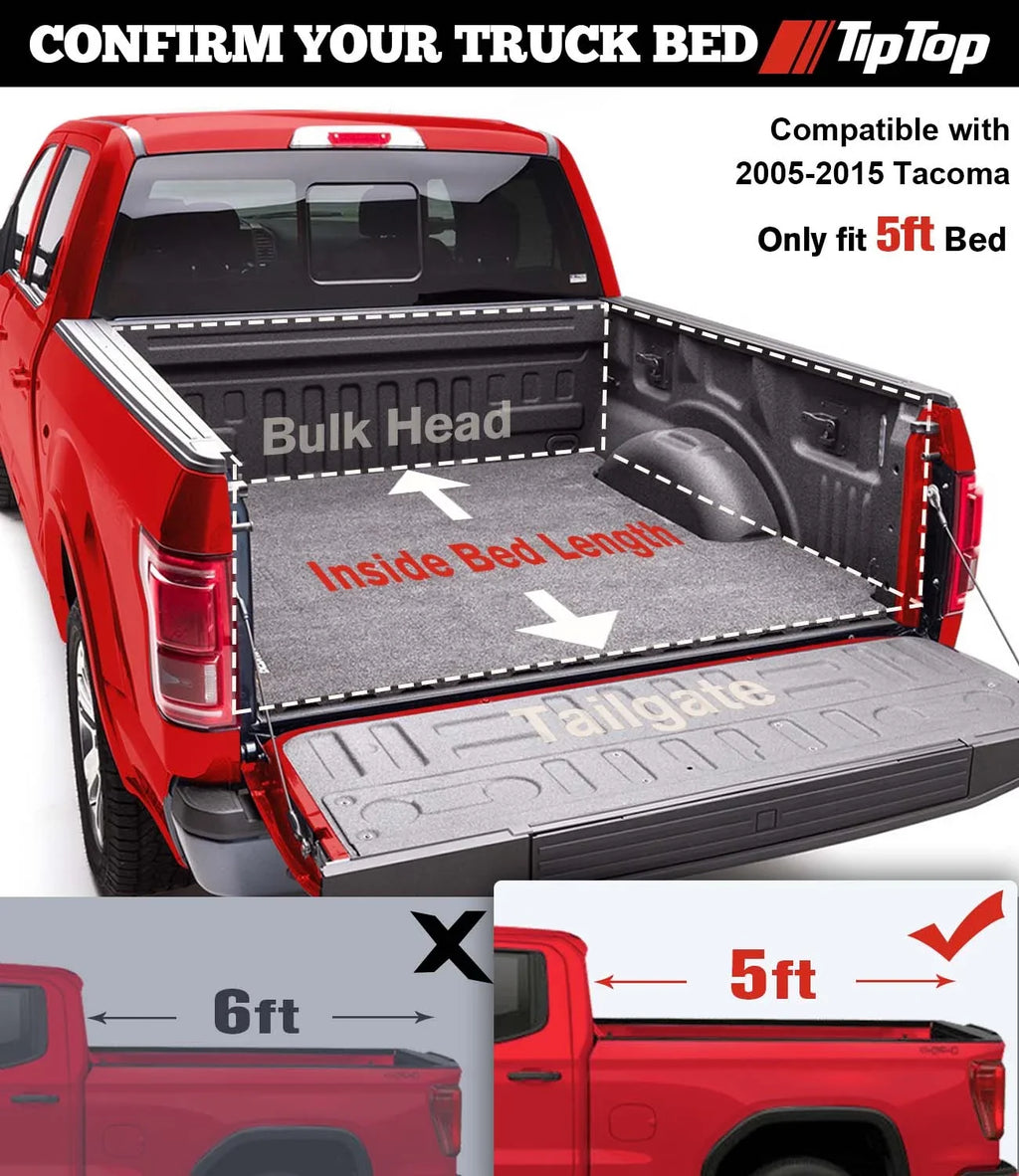 (60.3") The Deck TIPTOP or Tri-Fold | Top Truck System| Tacoma Without Bed Rail FRP With Tonneau For |For On 2005-2015 Hard TPM3 5ft Models Cover Bed