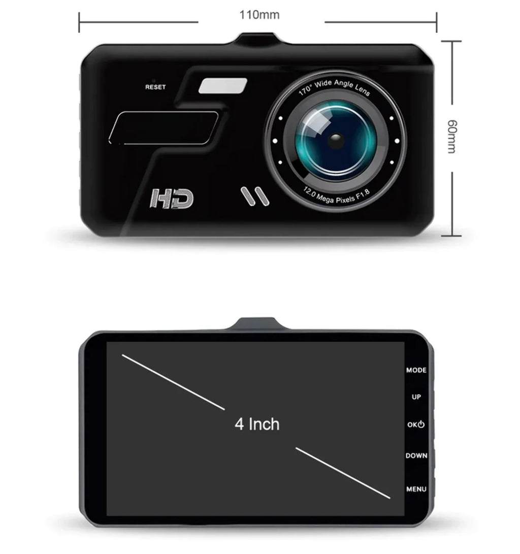 4 Cam DVR Lens Vehicle Driving Dual Car 1080P Recorder LCD Video Camera Dash