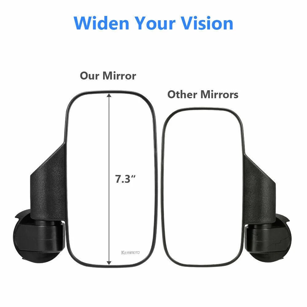 Compatible 1.75"-2" Rear Set X3 Bar Clamp Mirrors with 1000 Center Polaris 900 Can-Am View UTV RZR Mirrors