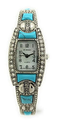 Wincci Bracelet (Silver Stones Fashion Dial Pearl Turquoise)   Watch Link Square
