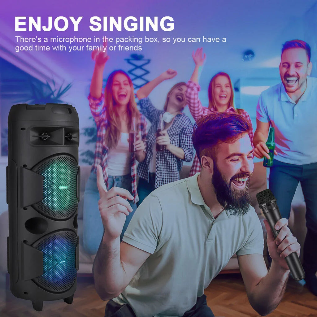 Bluetooth System Bass Speaker 8" Sound 31" Dual & Portable Subwoofer Heavy Mic