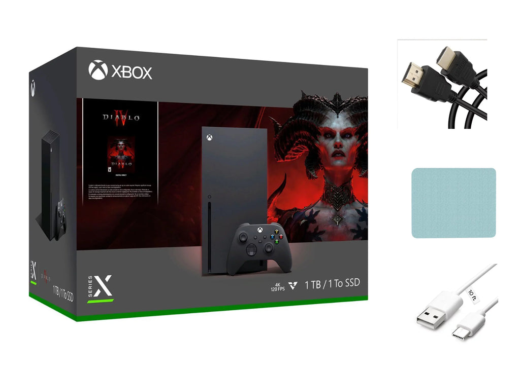 Bundle, Xbox SSD + Video Accessories Wireless Microsoft – Console with Mazepoly Series Controller IV One X Xbox Diablo® Gaming 1TB