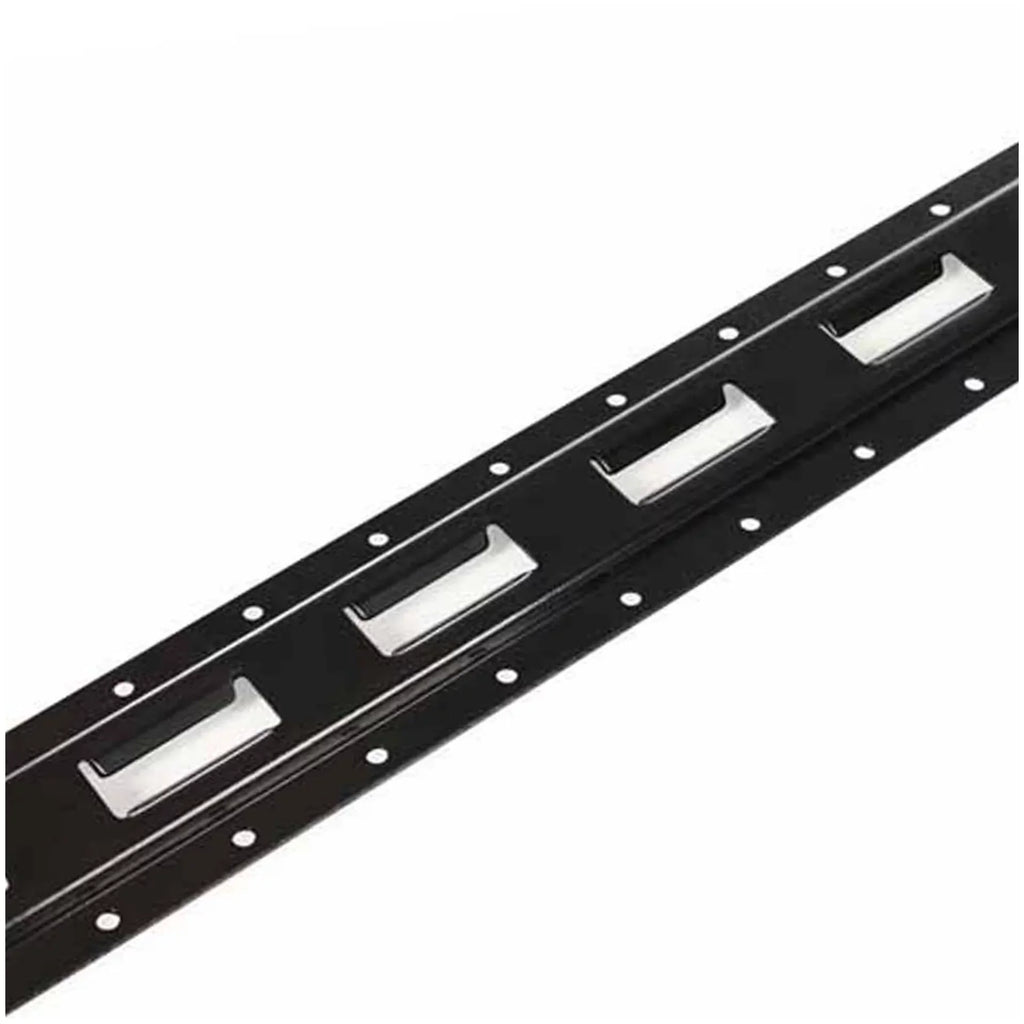 Heavy Vertical Long Mall "DC 8-ft Trailers" Steel Trucks, for Cargo Rails, E-Track TieDowns | Duty Four Etrack Powder Coated Rails