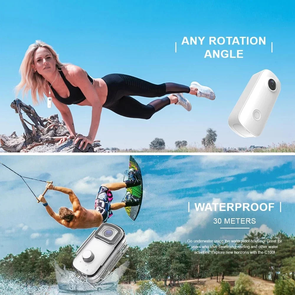 Connection Built-in Body Sharing C100 Digital with Clip APP WiFi Liquidproof Back SJCAM Magnetic Action Case 30M Video Battery 1080P30fps Liquidproof Lanyard