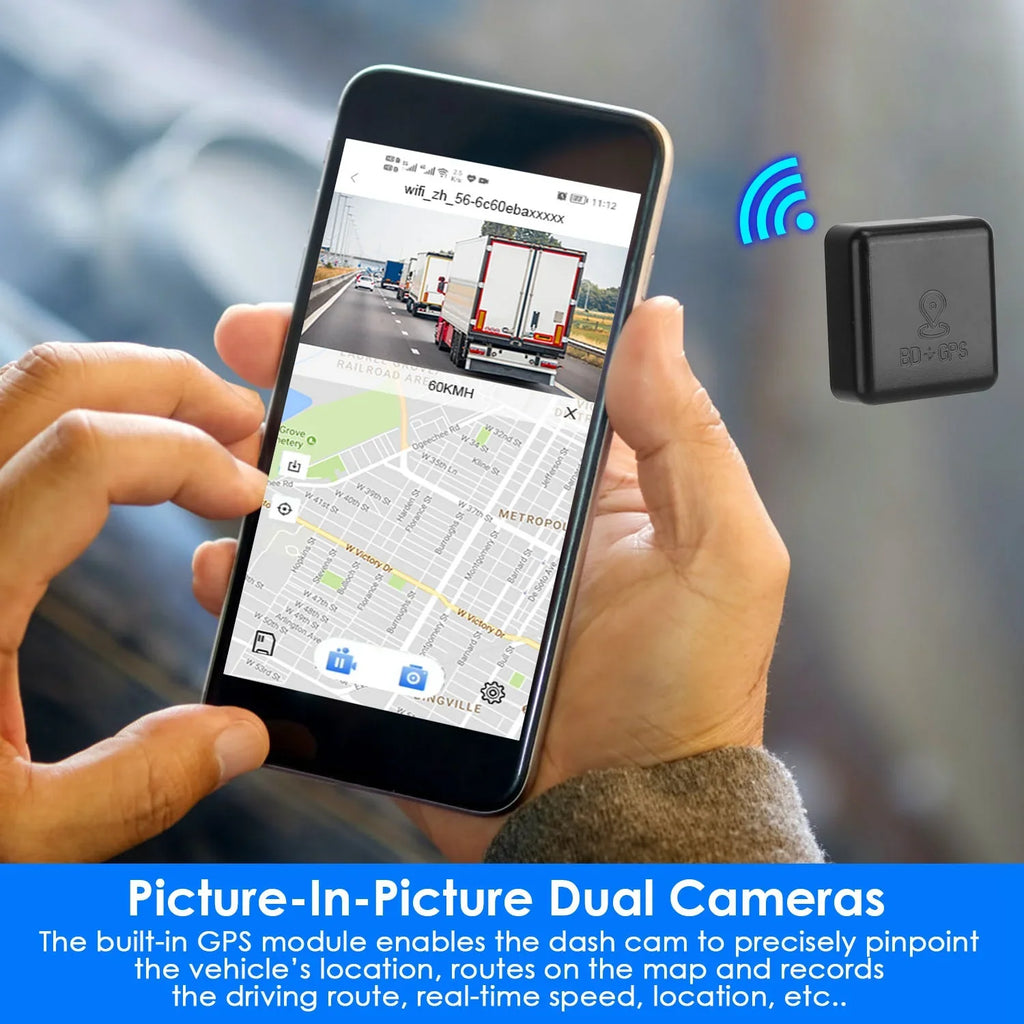 Cam, Dash Vision Detection WiFi G-Sensor 1080P Recorder, with DVR Car Monitor Universal iMounTEK Lens Night Control GPS Dual Vehicle Parking APP Motion Driving